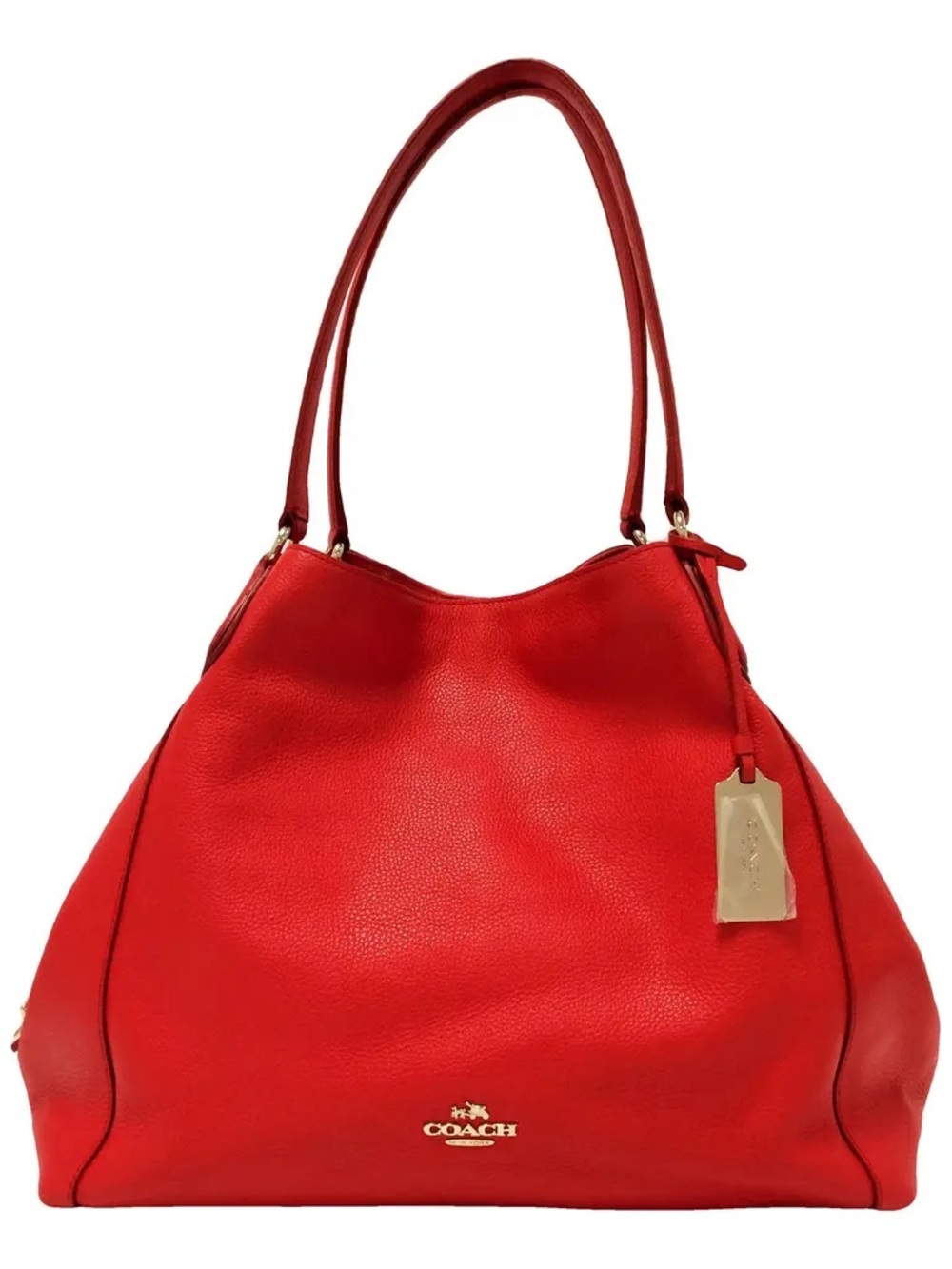Coach Edie Red Leather Hobo Shoulder Bag Y2k 3 Compartment